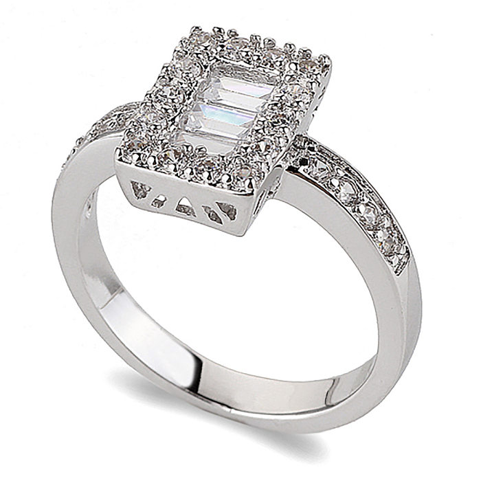 Elegante, glamouröse, runde, quadratische, verkupferte Inlay-Zirkon-Ringe