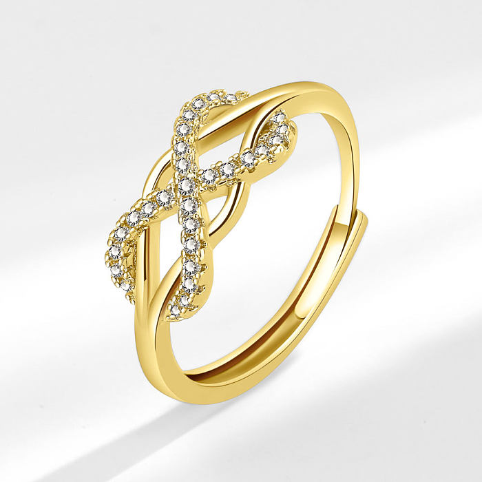 Elegant Lady Infinity Copper Plating Inlay Zircon Open Rings