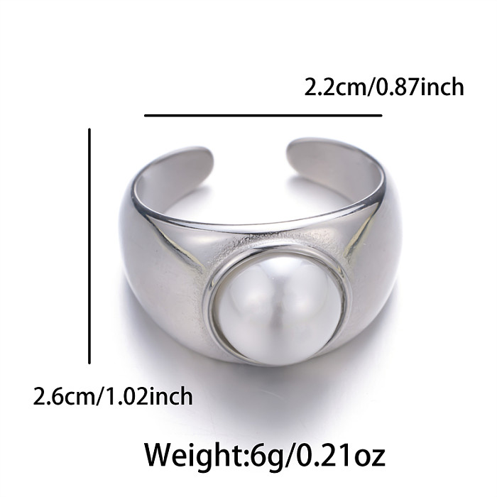 Runde offene Ringe mit Perleneinlage aus Edelstahl im Vintage-Stil