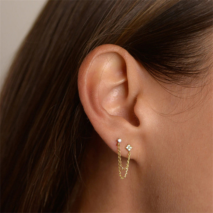 1 Piece Simple Style Flower Plating Inlay Copper Turquoise Zircon Gold Plated Earrings