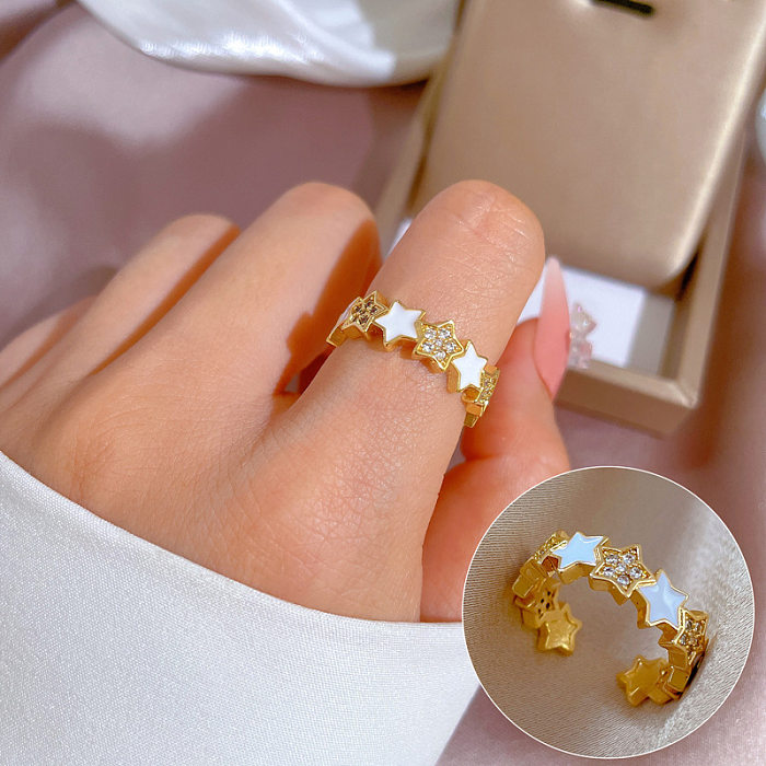 Fashion Star Messing-Inlay-Ringe mit künstlichem Diamant, 1 Stück