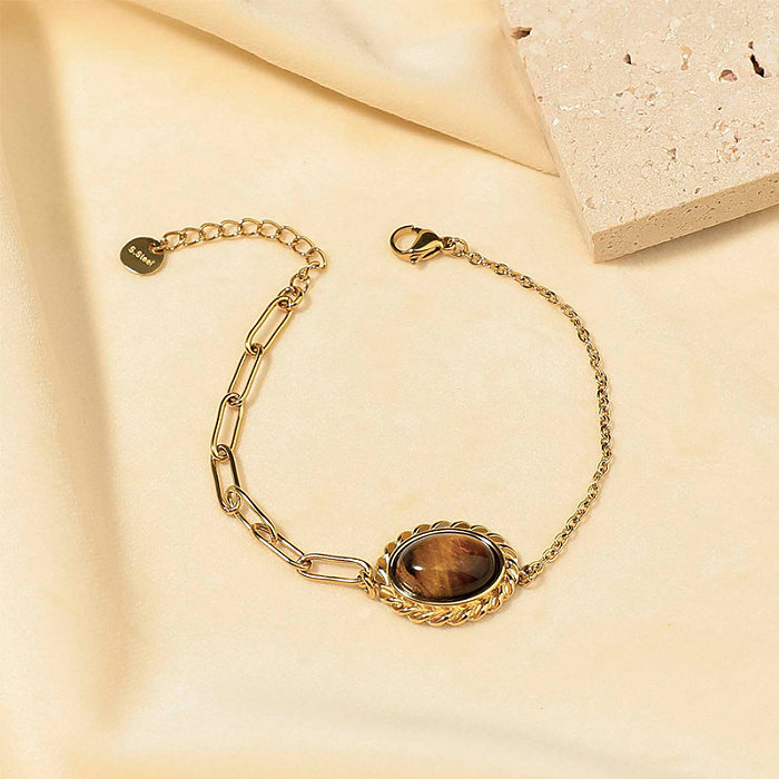 Estilo vintage estilo simples morango aço inoxidável chapeamento de cobre incrustação gema banhado a ouro pulseiras brincos