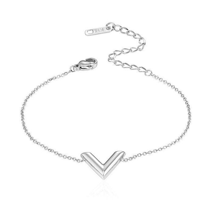 Simple Style V Shape Titanium Steel Plating Bracelets Necklace