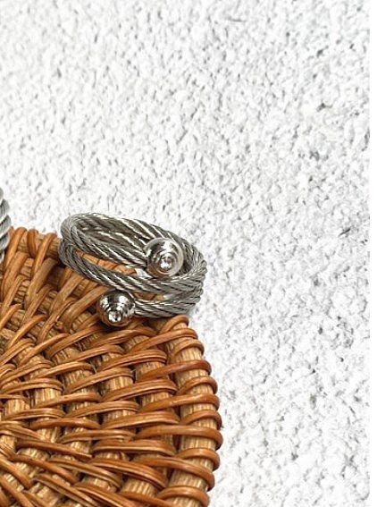 Pulseiras de anéis unissex de aço inoxidável com listra espiral estilo vintage