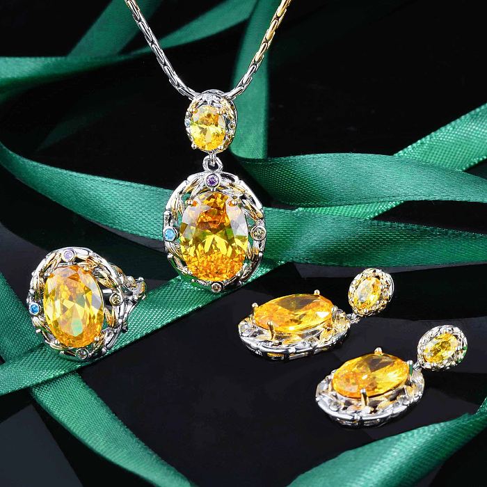 Glamouröse ovale Kupfer-Inlay-Strasssteine ​​für Damen, Ringe, Ohrringe, Halskette
