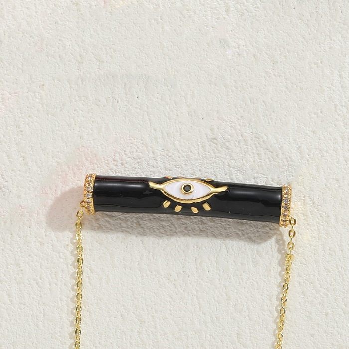 Elegant Luxurious Classic Style Devil'S Eye Copper 14K Gold Plated Zircon Necklace In Bulk