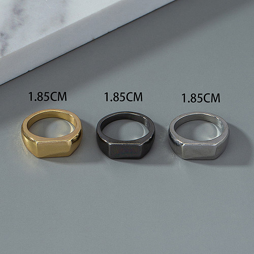 Anéis banhados a ouro 14K geométricos de estilo simples retrô hip-hop