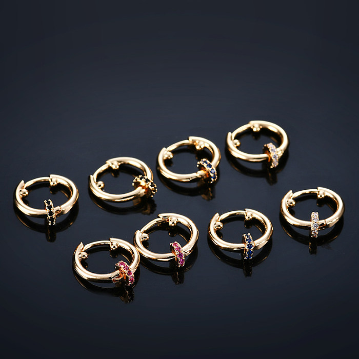 1 Pair IG Style Simple Style Round Plating Inlay Copper Zircon Gold Plated Earrings