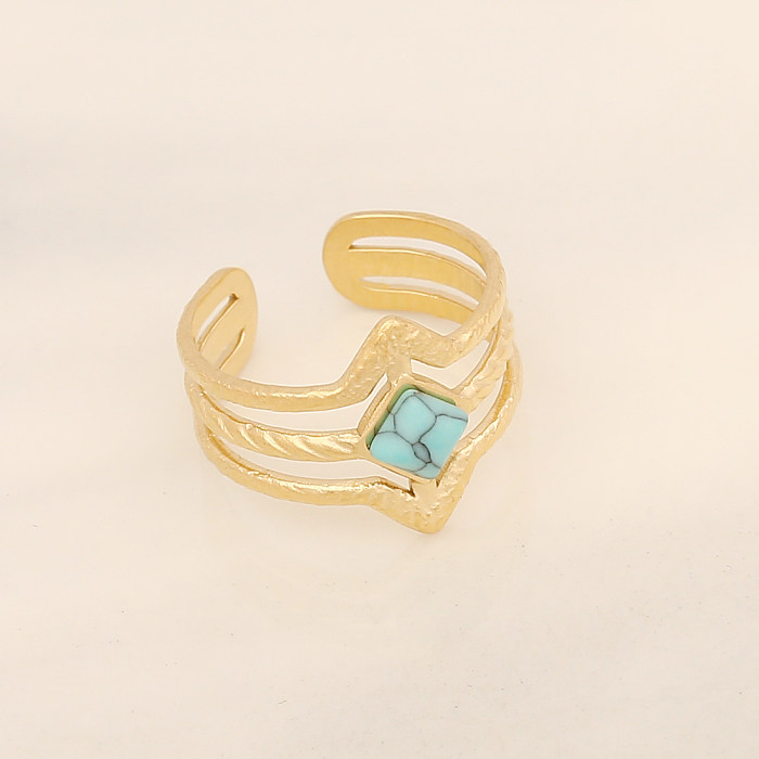 Wholesale Vintage Style Oval Stainless Steel Turquoise Rings