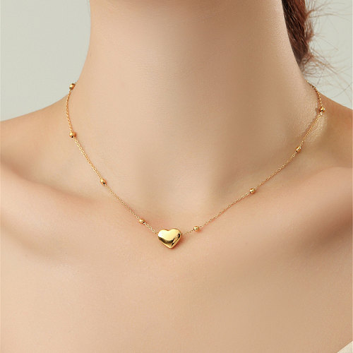 Einfache Damen-Halskette mit Anhänger aus Kupfer in Herzform im klassischen Stil