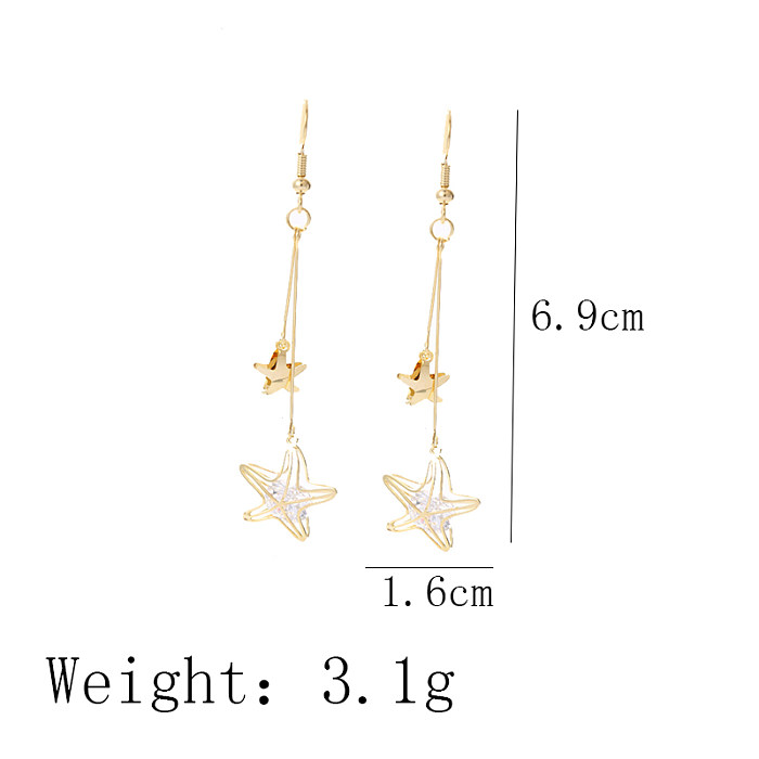 1 paire de boucles d'oreilles pendantes en cuivre, style moderne et élégant, étoile