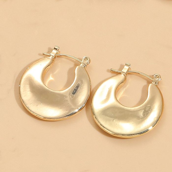 1 paire de boucles d'oreilles créoles en cuivre plaqué or 14 carats, style simple, en forme de U