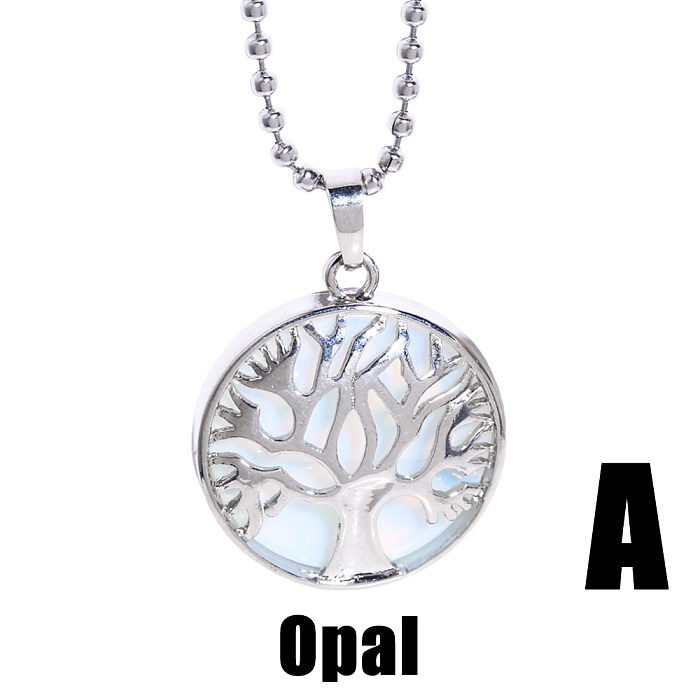 1 Stück Retro Sun Tree Dragon Kupferbeschichtung Inlay Opal Stein Anhänger Halskette