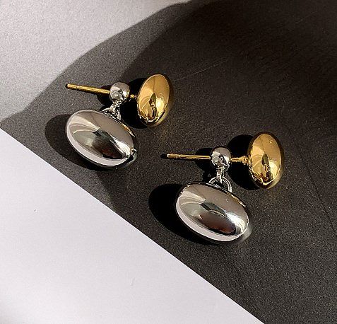 1 par de brincos de orelha banhados a ouro 18K de latão oval estilo simples