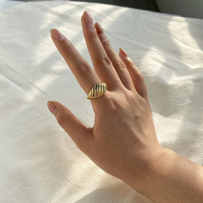 Fashion Spiral Stripe Stainless Steel Rings Plating Stainless Steel Rings