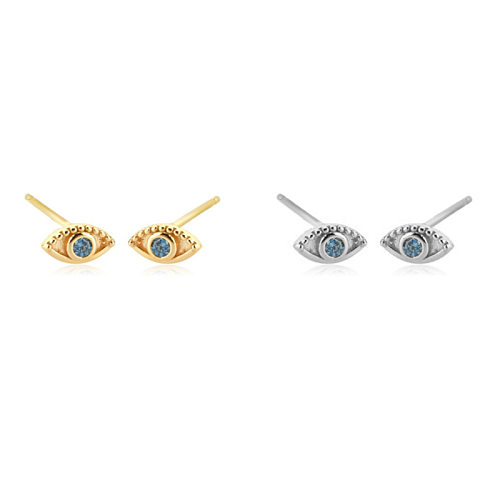 1 Pair Simple Style Eye Plating Inlay Copper Zircon Ear Studs