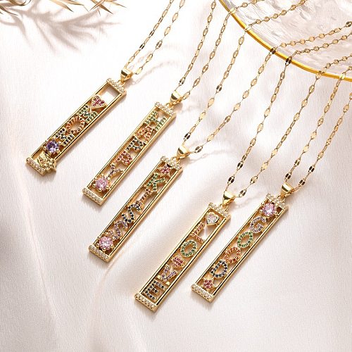 Cute Sweet Letter Copper Plating Inlay Zircon Pendant Necklace