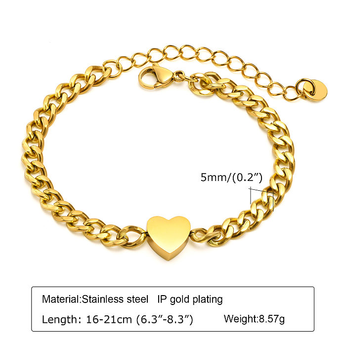 Simple Style Heart Shape Stainless Steel Plating Bracelets 1 Piece