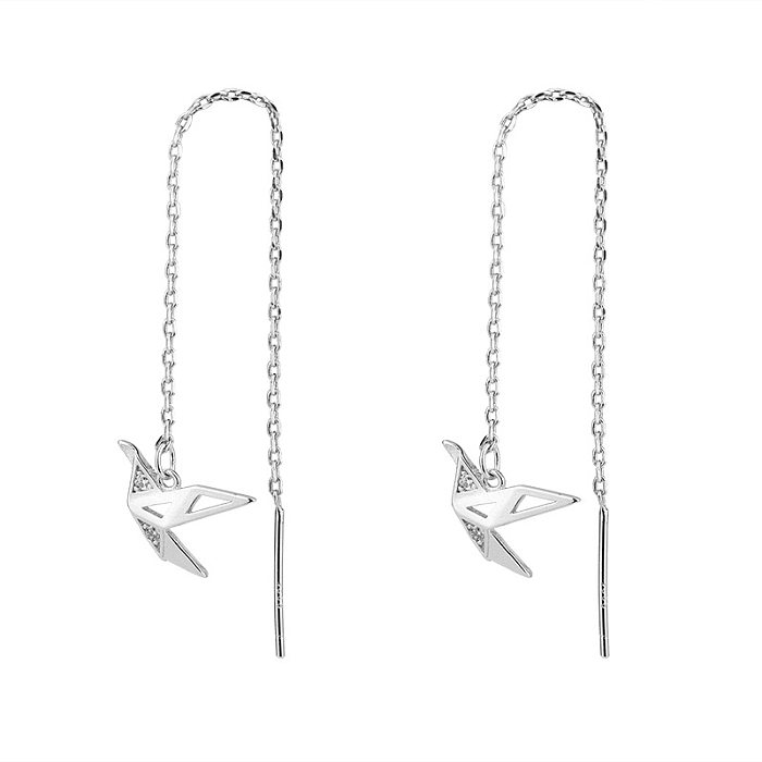1 Pair Fashion Paper Crane Copper Plating Zircon Drop Earrings