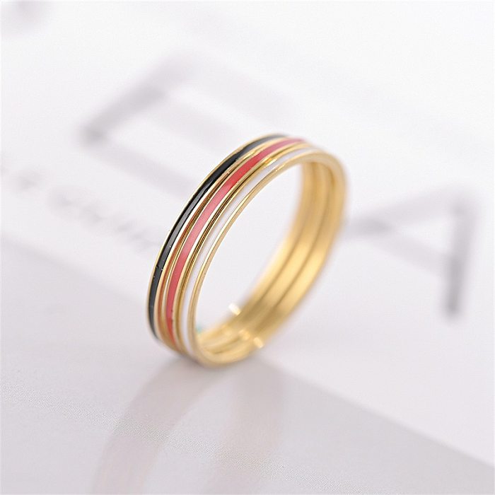 Fashion Stripe Titanium Steel Enamel Rings