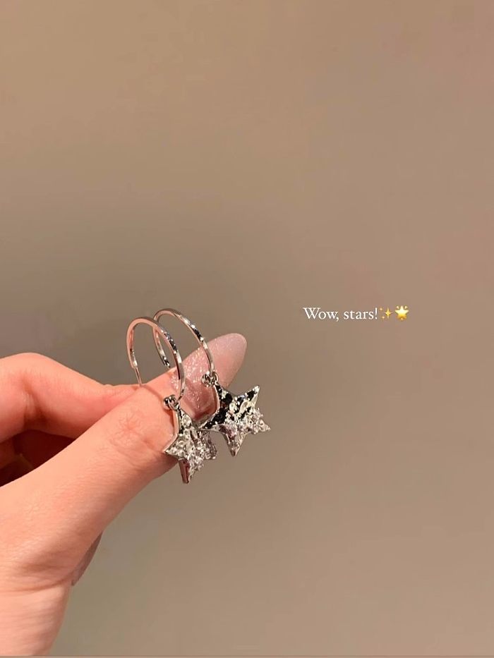 1 Pair Sweet Star Copper Drop Earrings