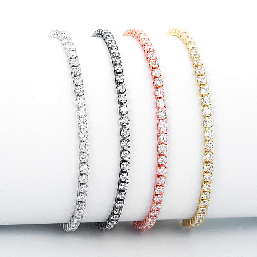 Mode européenne et américaine nouveau style bracelet en zircon à une rangée de griffes incrustées de personnalité simple bracelet réglable multicolore vente en gros d'usine