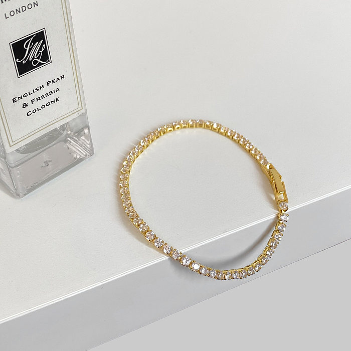 Collier de bracelets en Zircon incrusté de cuivre de couleur unie de Style classique