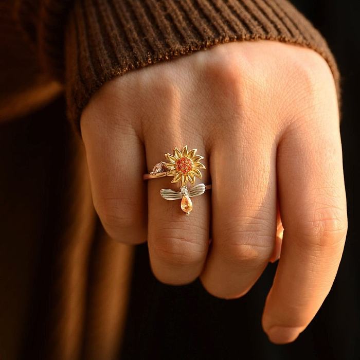 Moda animal flor chapeamento de cobre anel aberto 1 peça