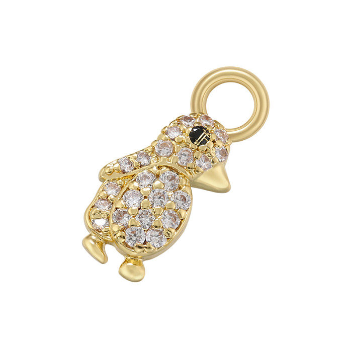 Casual Cute Simple Style Tortoise Animal Bird Copper Plating Inlay Zircon 18K Gold Plated Charms
