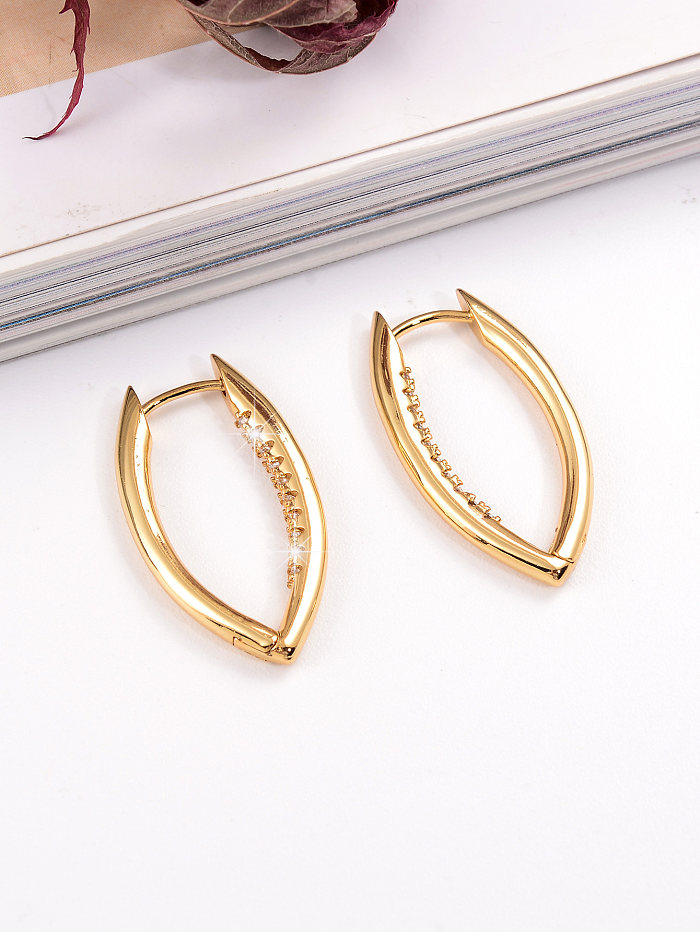 1 Pair Simple Style Geometric Inlay Copper Zircon 18K Gold Plated Earrings