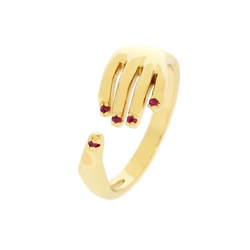 Casual Hand Copper Irregular Inlay Zircon Open Rings