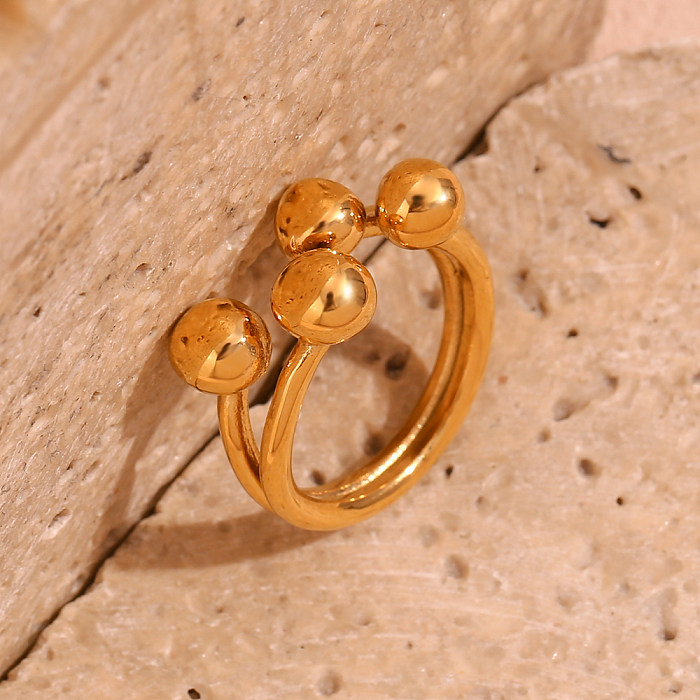 Basic Classic Style Geometric Stainless Steel Plating 18K Gold Plated Open Rings
