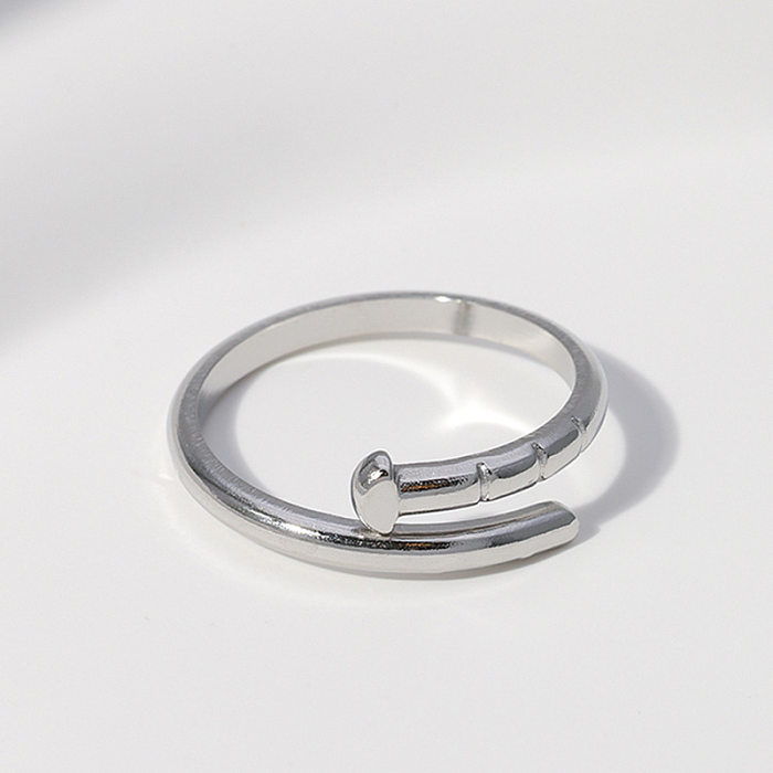 Simple Style Nail Stainless Steel Plating Open Ring
