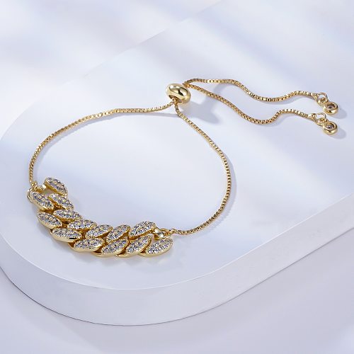 Fashion Geometric Chain Copper Artificial Gemstones 18K Gold Plated Bracelets