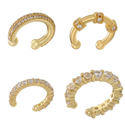 Clips d'oreille en Zircon plaqué cuivre en forme de C, 1 paire