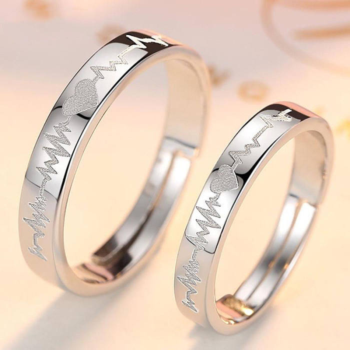 Fashion Electrocardiogram Copper Plating Rings 1 Piece