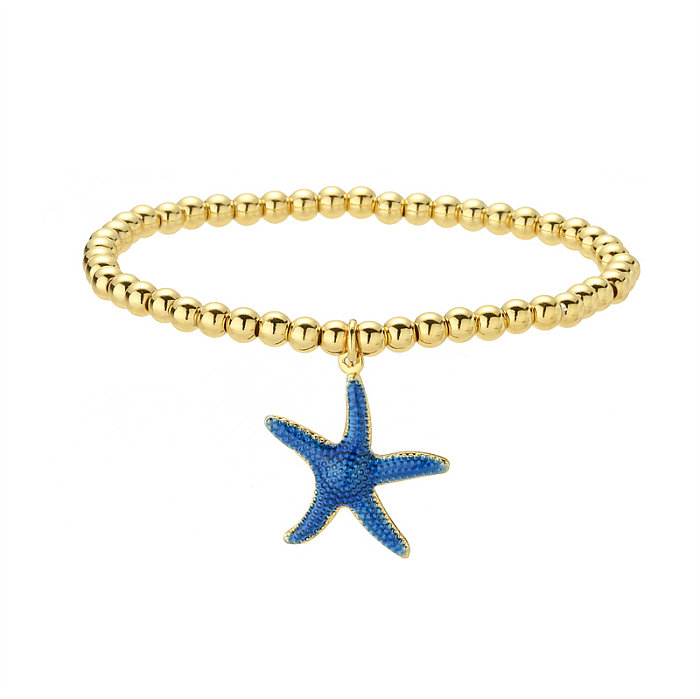 Vacation Beach Starfish Copper Beaded Plating Gold Plated Bracelets