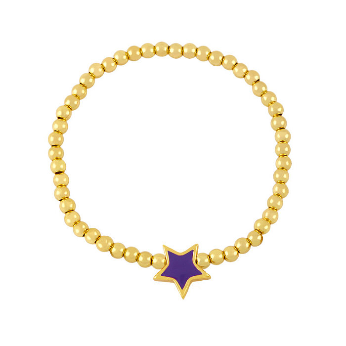 Wholesale Jewelry Five-pointed Star Golden Round Beaded Copper Bracelet jewelry