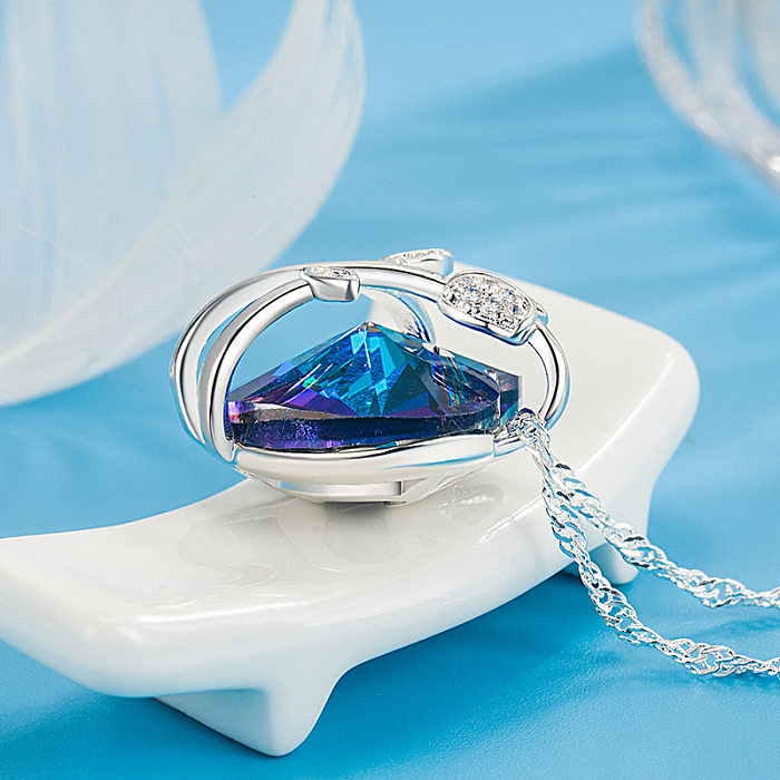 Moda Coração Forma Chapeamento de Cobre Colar Pingente de Cristal Artificial