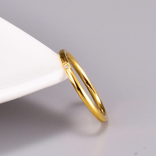 Wholesale Fashion Small Diamond Golden Titanium Steel Fine Ring