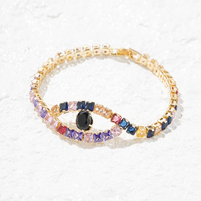 Vintage Style Ethnic Style Geometric Color Block Copper Plating Inlay Zircon Bracelets