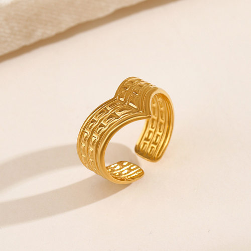 Classic Style Letter Stainless Steel 18K Gold Plated Open Ring In Bulk