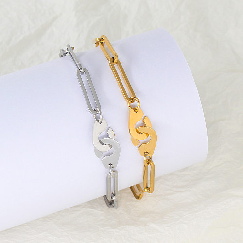 Einfache Retro-Armband-Halskette im schlichten Stil mit einfarbiger Titanstahlbeschichtung und 18-Karat-Vergoldung