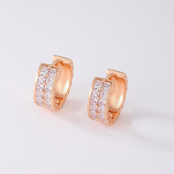 1 Pair IG Style Simple Style Geometric Plating Inlay Copper Zircon Earrings