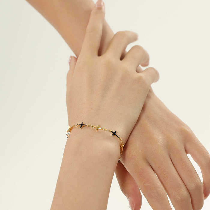 Simple Style Color Block Titanium Steel Plating Gold Plated Bracelets Necklace