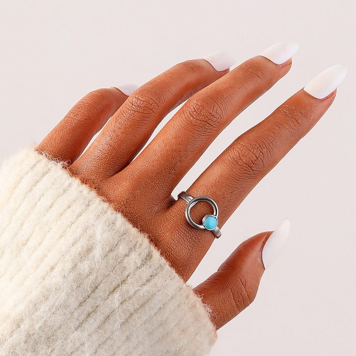 Retro Circle Stainless Steel Plating Open Ring 1 Piece