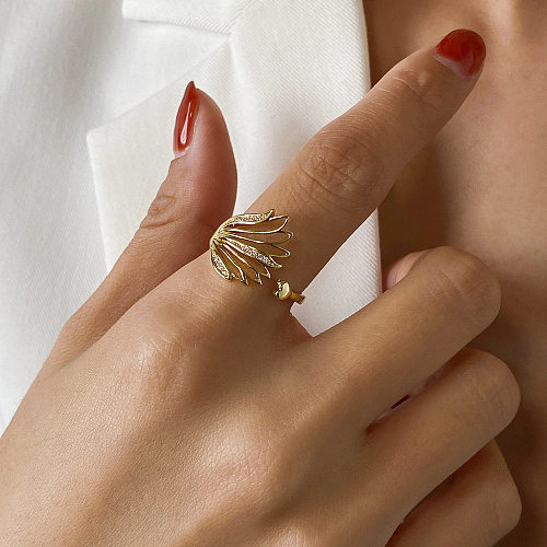Anéis de cobre de asas de moda embutidas anéis de cobre de zircão