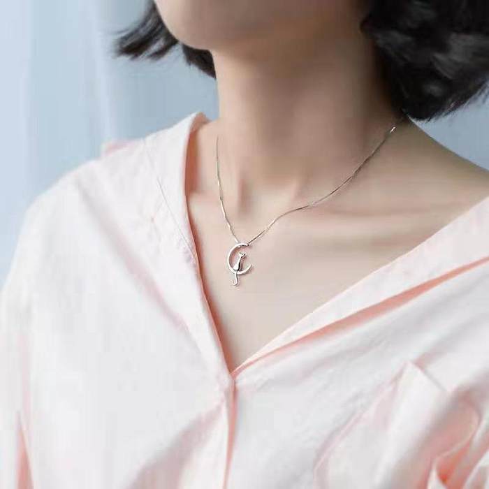 Simple Cat Moon Pendant Clavicle Chain Fashion Necklace