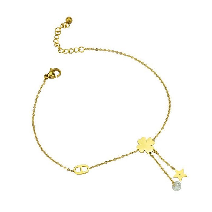 Bracelet de cheville de bracelets de strass d'incrustation d'acier de titane d'étoile de style simple