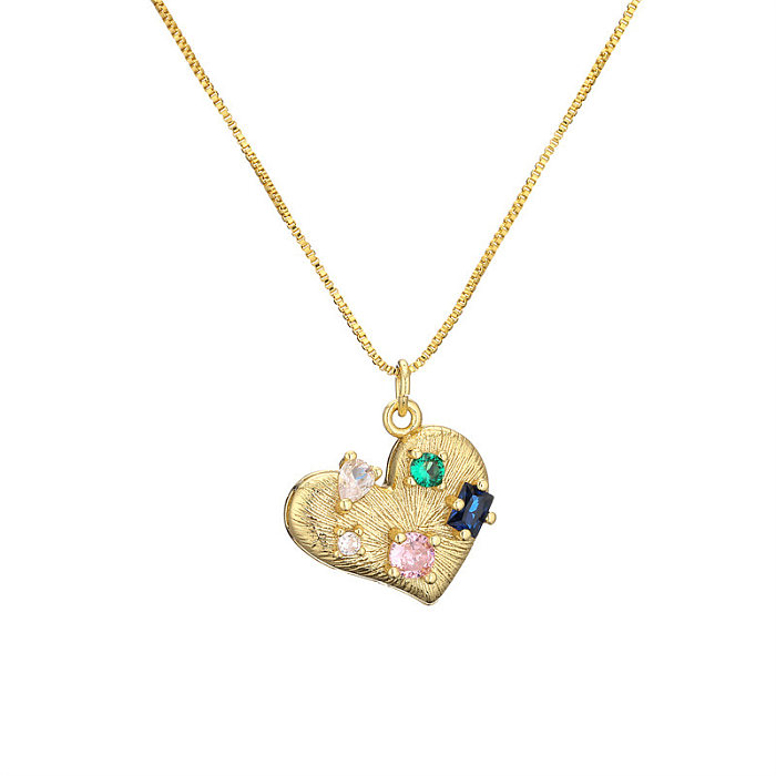1 Piece Fashion Palm Heart Shape Copper Plating Inlay Zircon Pendant Necklace